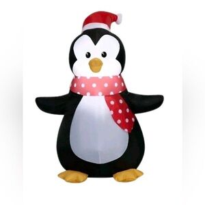 Holiday Time Christmas Penguin 3.5 ft Tall Scarf Hat Airblown Inflatable